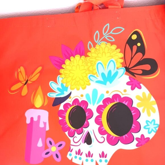 Dia de Los Muertos - Lot Of 4 Sugar Skull Reusable Halloween Large Bags New - Picture 5 of 6